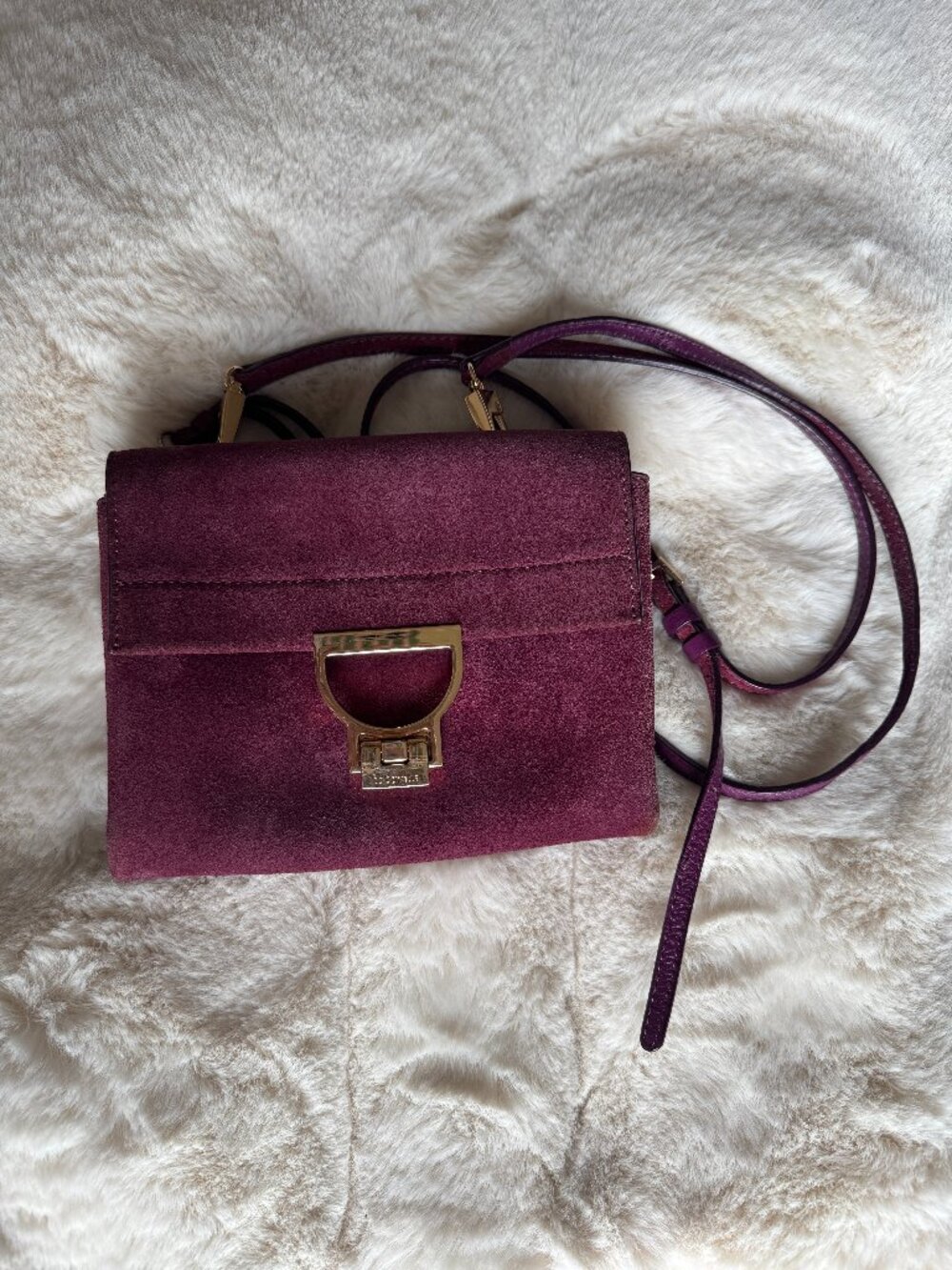 Coccinelle Arlettis Suede Dark Purple Handbag
